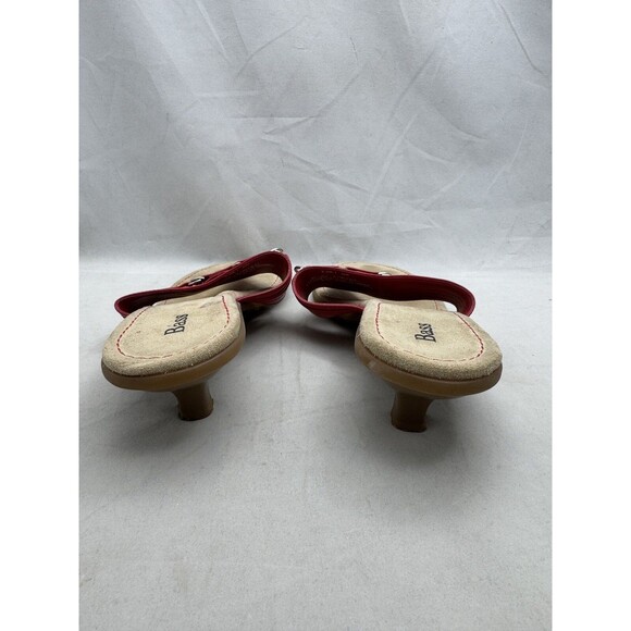 Bass Red Leather Thong Kitten Heel Sandals Women's Size 11M Made in Brazil - Picture 2 of 5